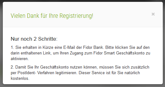 Fidor Bank Legitimation durchführen