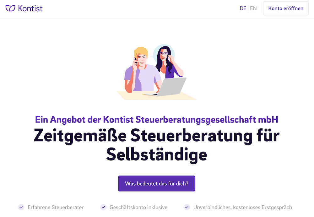 Kontist Steuerservice für Selbstständige